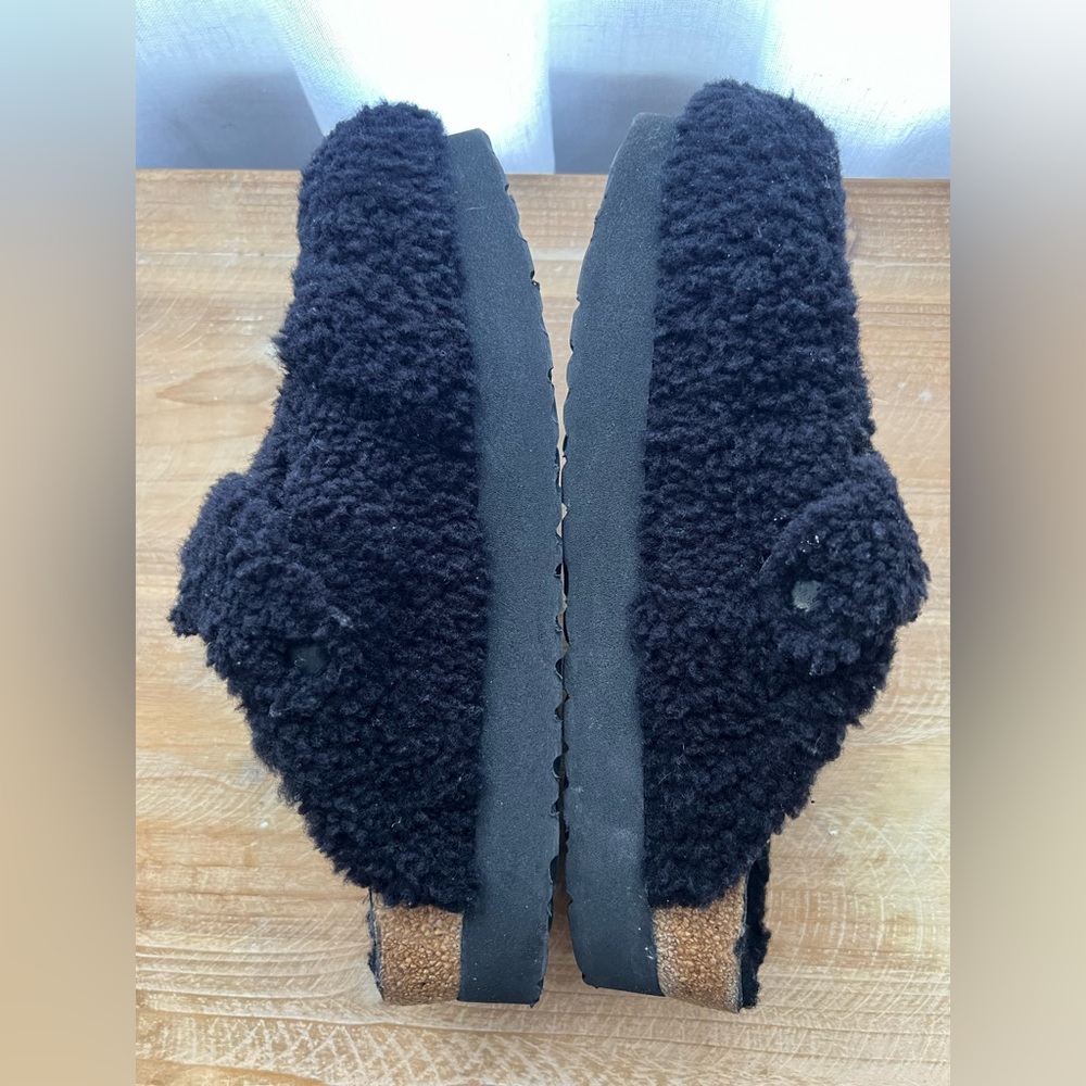 Birkenstocks Papillio Boston Big Buckle Flex Platform Shearling Teddy Black - Picture 8 of 12